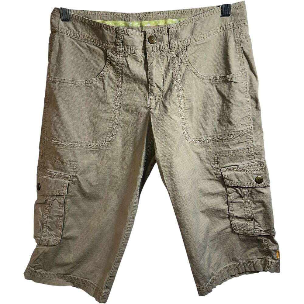 Lucy Khaki Y2K Cargo Capri Pants Womens 2 Bermuda Long Shorts Grunge VTG Grunge